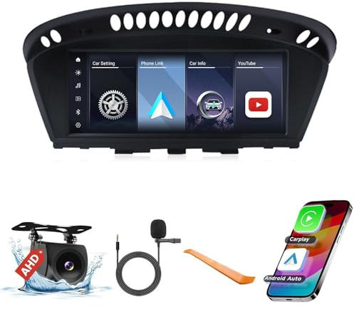 8.8 Coche CarPlay Android Auto Navegación Estéreo para BMW 5 Series E60/3 Series E92 2007-2009 CCC GPS Radio Display IPS Pantalla táctil Headunit Tablet Reproductor Multimedia