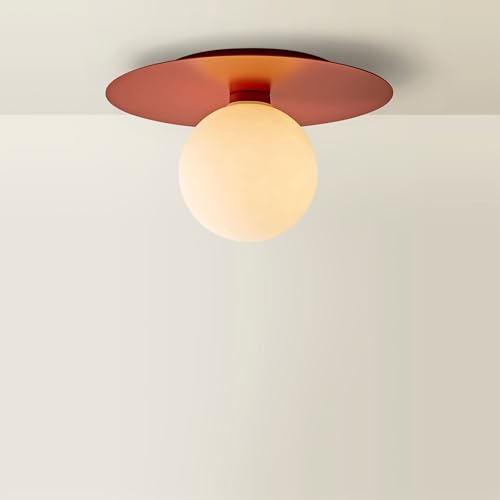 ValueLights | Darla Rust Frosted Globe Bathroom Flush Ceiling Light | Ceiling Lights, Home Décor & Improvement Essential | Mains Wired