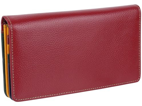 Golunski Leather Ladies Matinee Purse/Wallet RFID Protected - Red Multi