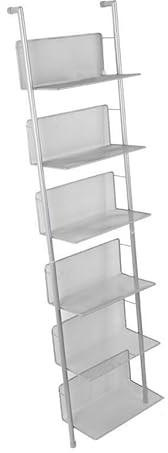 LQRCTRY Record Player Stand for Music Room, CD Vinyl Record Magazine Storage Rack 3/6 Tier Floor Standing Wall Mounted Metal Shelf(L)