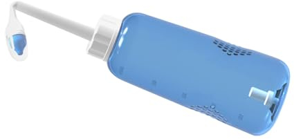 Kunststoff Nasenspülflasche Blau mit 2 Düsen 500ml | Knopf Bedienung, Wasserflusssteuerung, für Erwachsene und Kinder, Umgedreht Nutzbar