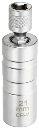 QUARKZMAN 1 Stück Zündkerzen Steckschlüssel Set 3/8 Antrieb 21mm Schwenkbar Magnetisch 12 Kant Dünnwandiger Zündkerzen Steckschlüssel Mit 360 Grad Schwenkfunktion CR-V Stahl Silber