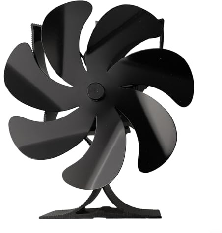 Ventilateur thermique 7 pales pour cheminée, ventilateur thermoélectrique, silencieux, 25 dB, fonctionnement 50 – 350 °C, aluminium, noir