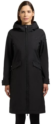 khujo Damen lange Übergangsjacke Mantel aus matt schimmerndem Material Parka mit großer Kapuze Femke2 XS-XXL