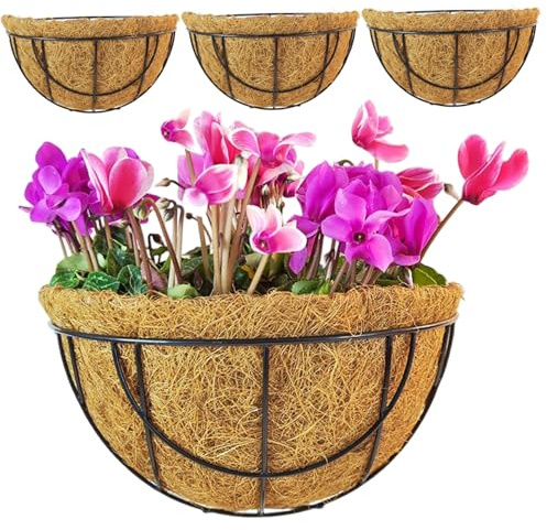 3er-Pack Pflanzgefäße zum Aufhängen an der Wand, 30, 5 cm, Wandkörbe für Pflanzen mit natürlicher Kokosfaserauskleidung, Pflanzgefäße für den Außenbereich, Geländer für Balkon, Zaun, Fensterdekoration