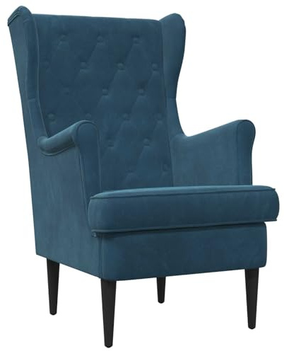 vidaXL Sessel Blau Samt, Stylischer Samtstuhl, moderner Wohnzimmerstuhl, Bequeme Sitzgelegenheit, funktional und robust