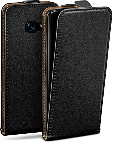 moex Flip Case für Samsung Galaxy A5 (2017) Hülle klappbar mit 360 Grad Schutz, Handyhülle mit Displayschutz, PU Leder Handytasche Lederhülle, Flip Case Cover Klapphülle, Schwarz
