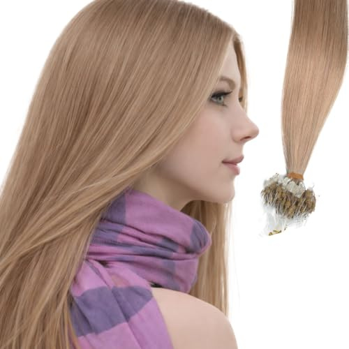 Happyqueen 100s-80g-16 18 20 22 Micro Loop Ring Remy Human Hair Extensions-Grade AAA (#8 Light Brown, 16)