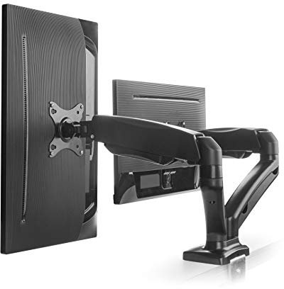 Bramley PowerLCD LED Monitor Desk Mount Arm Stand Bracket. Very Strong and Light Weight Die-Cast Aluminium supports up to 6.5Kg 27 monitor with Tilt and Swivel (Dual Monitor Spring Adjustable)