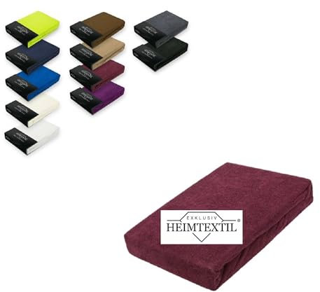 Sábana bajera ajustable de rizo, 180 x 200 cm, color burdeos