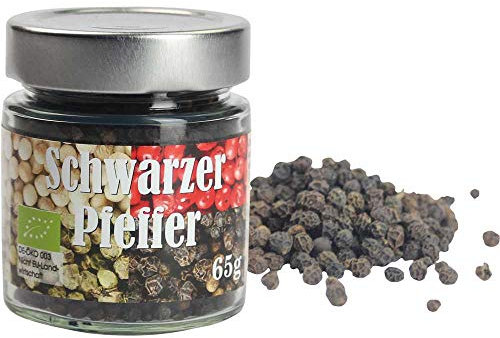 Pfeffer, schwarz, ganz Schwarzer Pfeffer Vegan BARRIQUE-Feine Manufaktur Sri Lanka - Ceylon 65g-Glas