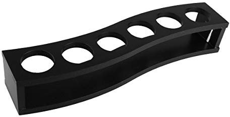 YiZYiF Shot Glass Tray Natural Wooden Beer Sampler Display Rack Wine Glass Holder Carrier Flight Tasting Serving Tray Bar Accessories Single Row 6 Holes Black S Shape