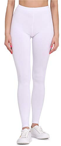 Bellivalini Leggings Damen aus Viskose Ganzjährig Bequeme Bekleidung Damen für tägliches Tragen oder Sport BLV50-147 (Weiß, S)