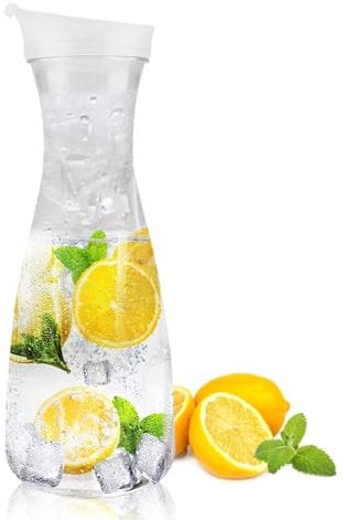 Jarra Agua Plastico, Jarra De Agua Acrílica Con Tapa Contenedores De Zumo Para Té Helado, Zumo, Limonada, Leche, Cold Brew(1600ml)