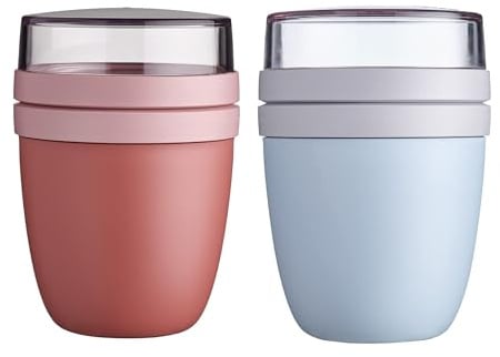 Mepal - Lunchpot Ellipse Mixed - Vivid Mauve + Old Nordic Blue – 500 ml praktischer Reisebecher, Joghurtbecher, To go Becher – Geeignet für Tiefkühler, Mikrowelle und Spülmaschine, 700 ml