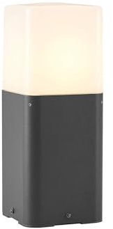 Lucande Außenleuchte Obuna (spritzwassergeschützt (Modern) in Schwarz aus Aluminium (1 flammig, E27) - Wegeleuchte Pollerleuchte Wegelampe Sockelleuchte