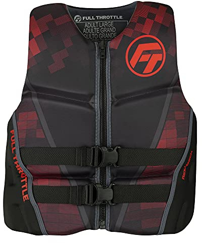 Full Throttle Adult Rapid Dry Flex Back Life Jacket, Red, Medium