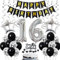 16. Geburtstag Dekoration, Geburtstagsdeko 16 Jahre Junge, 16 Geburtstag Deko, 16 Ballon Schwarz und Silber Deko, Luftballon 16. Geburtstag Party Deko, Deko 16 Geburtstag Junge Mädchen