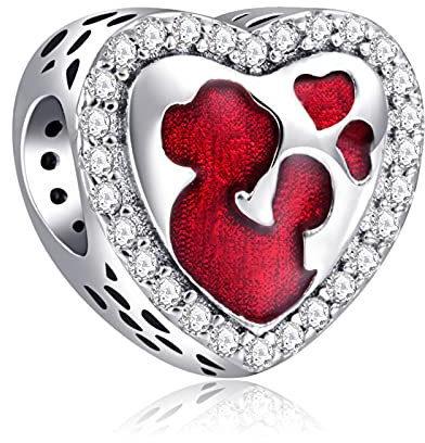 LaMenars Charms Love You MOM Dangle 925 Sterling Silber Anhänger Perlen mit Zirkonia Passend für Europa Charms Armbänder, Weihnachtsgeschenke für Frauen Mädchen Armband und Halskette