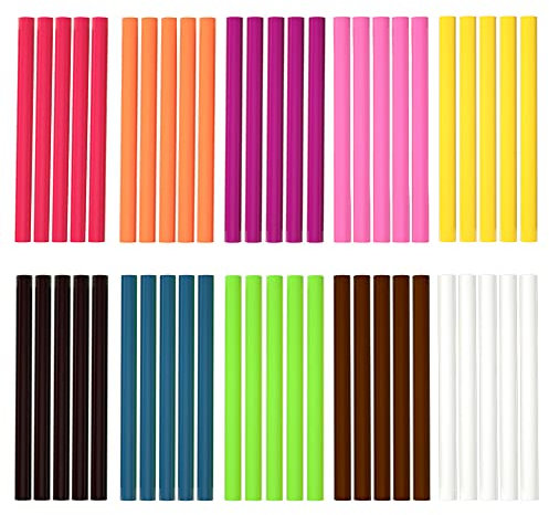 Gotetiso 50 Stück Heißklebepistole Sticks Bunt Heißklebestifte 7mm Farbige Heißklebepistolenstifte Heissklebesticks Klebesticks für Heißklebepistole