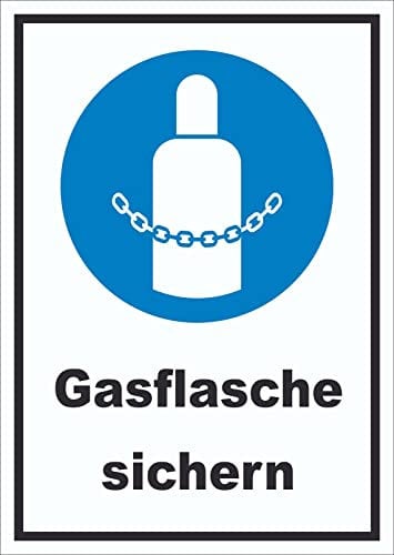 HB-Druck Gasflaschen sichern Schild A4 (210x297mm)