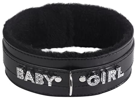 Paloli Rosa Choker Halskette für Frauen - Leder Fluffy Punk Leash Gothic Cosplay Sexy Schmuck (BKbaby)