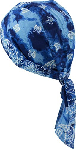 fashionchimp Zandana aus 100% Baumwolle, Bandana-Kopftuch, Bikertuch für Damen und Herren, Muster-Print (Batic-Blau)