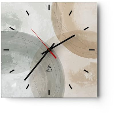 Modern Wanduhr Aquarell Räder Pastell 40x40cm Quadrat Groß Wand Uhr Glas Analog Zimmeruhren Küche Büro Wohnzimmer Glasuhr Wall Clock Dekoration Design Wanddekoration Küchenuhr C3AC40x40-4842
