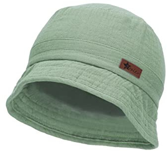 Sterntaler Baby Jungen Hut Baby Fischerhut Musselin - Baby Hut, Kopfbedeckung Baby Sommer, Sommerhut Baby - aus Baumwolle - dunkelgrün, 51
