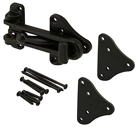 Prime-Line U 11447 Swing Bar Door Guard with High Security Auxiliary Lock, Matte Black Finish (Single Pack)