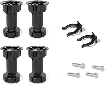 bricoleva.it Juego de 4 patas ajustables negras para zócalo de cocina – Patas de plástico con clip de fijación para muebles de cocina – Altura 10 cm y ajuste de 2 cm