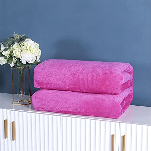 Chickwin Couleur Unie Plaid Couverture Polaire en Flanelle, Chaude Couvre lit 1/2 Personnes Jeté de Canapé Douce et Chaude Moelleuse Dessus de lit Canapé lit - 8 Tailles (Rose Rouge,70x100cm)