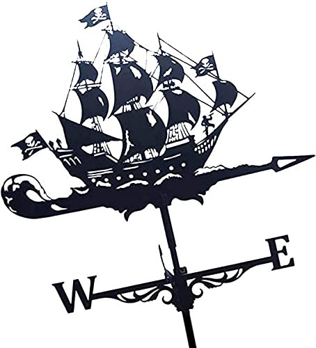CAZARU Edelstahl-Sprühfarbe Wetterfahne Wikinger Schlachtschiff Wetterfahne Langlebig Gartenarbeit Piratenschiff Windmesser Bauernhof Pavillon Rasen, Stil 4