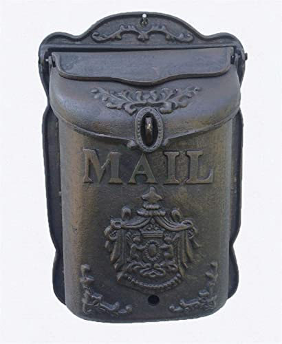 Wandmontierter Briefkasten for den Außenbereich, Gusseisen, große Kapazität, abschließbar, wetterfest, Briefkasten, drei Stiloptionen (Farbe: Gusseisen B) Briefkastenzubehör im amerikanischen Stil