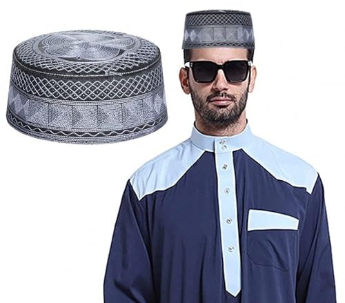 XGOPTS Gebetsmütze Muslimisch Türkisch Mütze Arabisch Skull Cap Islam Muslimisch Hut Gebet Ramadan gehäkelt Kopfbedeckung Stickerei Kopfbedeckung Herren Kappe Islam Beanie Gebetshut Mann
