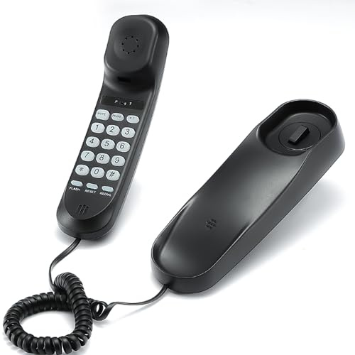 Mini telefono, telefono fisso per la casa, telefono con cavo, utilizzare chip IC per chiamate HD, utilizzato in hotel, ufficio, call center (nero)