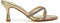 Womens Slip On Mule Heeled Sandals Ladies Stiletto Strappy Diamante Party Gold Shoes Size 7
