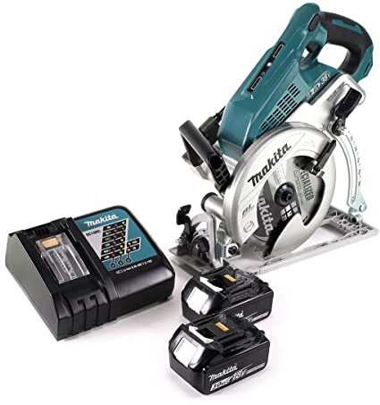 Makita DRS 780 RF Scie circulaire portative sans fil 36 V (2 x 18 V) 185 mm + 2 batteries 3,0 Ah + chargeur