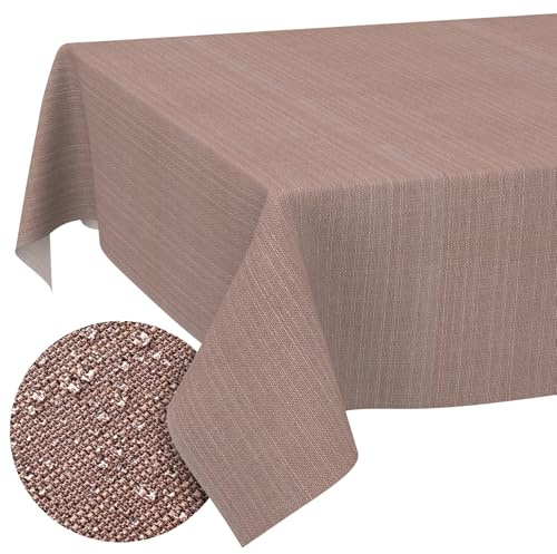 ANRO Tischdecke abwaschbar Damast Braun 260x140 cm Gartentischdecke | ideal für Garten, Terrasse & Esszimmer – Tischwäsche aus beschichtetem Stoff – schmutz- & wasserabweisend, pflegeleicht