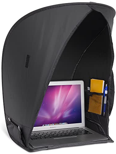 RitzGear Laptop Sun Shade | Portable Compact Anti-Glare Screen Hood, Tent & Carry Case for 17” Computer, Tablet & Smartphone | Light Reflective Shield & Waterproof Privacy Cover for Working Outside