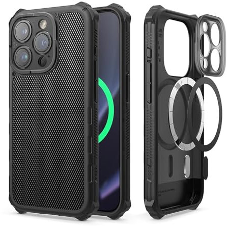elago Magnetic Armor Case Compatible with iPhone 15 Pro Case, Compatible with MagSafe, Enhanced Camera Protection, Shockproof Edge Design, Full Body Protective Cover, Durable TPU + PC (Black)