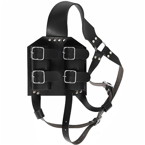 Anjinguang Cosplay Kostüm Requisiten Mittelalter Retro Schwert Scheide Renaissance Krieger Rücken Gürtel Schwerter Holster, Schulter Doppelschwert PU Leder Schwert Abdeckung Schwarz Braun