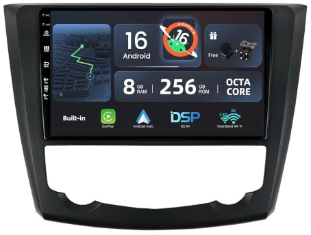 BXLIYER -[8G+256G, 8-Core] - Android 15 IPS Autoradio für Renault Kadjar (2015-2019) - Kabellos CarPlay/Android Auto/DSP - LED Kamera & MIC - 9 Zoll 2 Din - DAB Lenkradsteuerung Fast-boot 360-CAM WIFI
