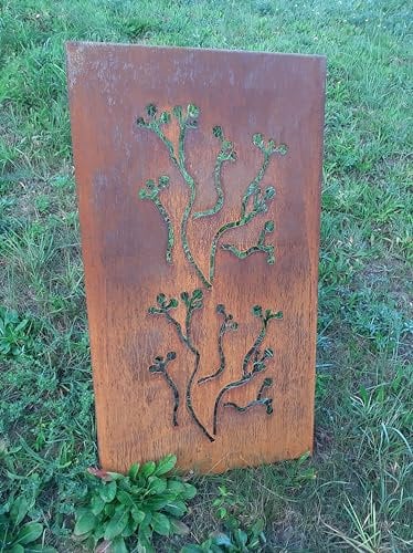 iss-kohli Cortenstahl Edelrost Sichtschutzwand Gartendeko rost Stele 110 cm hoch 60 cm breit