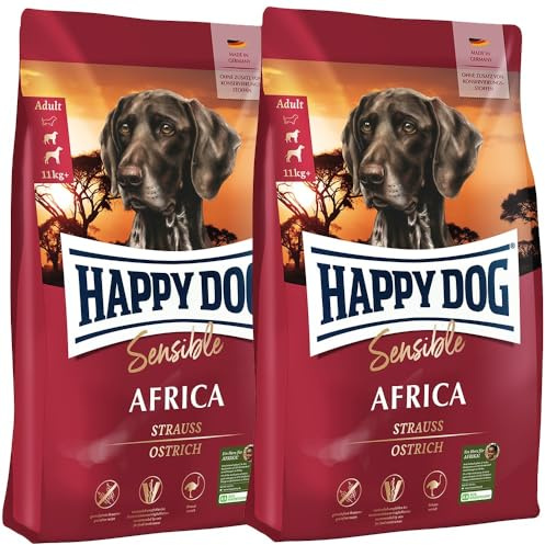 Happy Dog Sensible Africa - M - Trockenfutter, Hundefutter - Geschmacksrichtung Strauss - 2x12,5kg