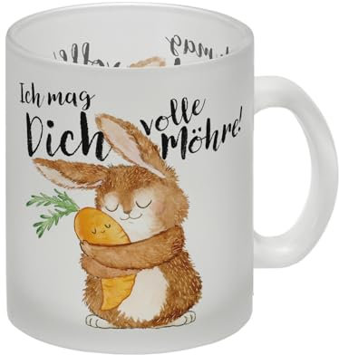 Hase Glas Tasse mit Spruch Ich mag dich volle Möhre eine bunte Tasse für die Arbeit Motiv Valentinstag Ostertasse Geburtstag süßer Karotte Freunde Kaffeetasse Möhre Becher Ostern