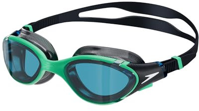Speedo Unisex Erwachsene Biofuse 2.0 Schwimmbrille | Patentierte einfache Anpassung | Anti-Beschlag | Wasserdicht | Verbesserter Komfort Schwimmbrille, Harlequin Green/True Navy, Einheitsgröße