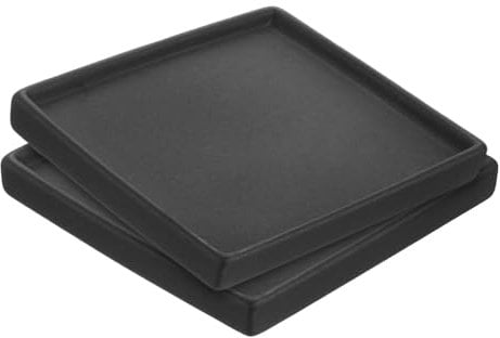 PATIKIL Plant Pot Saucers 6.3 Inch, 2 Pack Ceramic Square Flower Drip Tray for Indoor Outdoor, Black