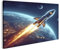 islandburner Prime Bild auf Leinwand Rakete Fliegt Weltraum für Kinder oder Jugendzimmer Bilder Wandbilder Poster