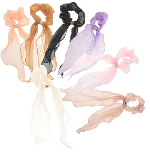Haargummi 10 Stück aus Stoff, Satin, mit Langem Band für Haar